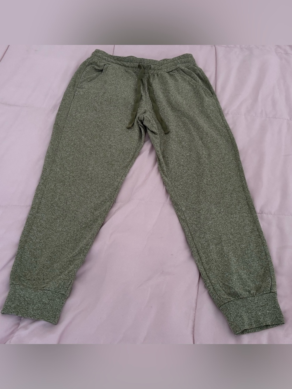 Zella Olive Green Pull on drawstring joggers, size S pockets athletic athleisure